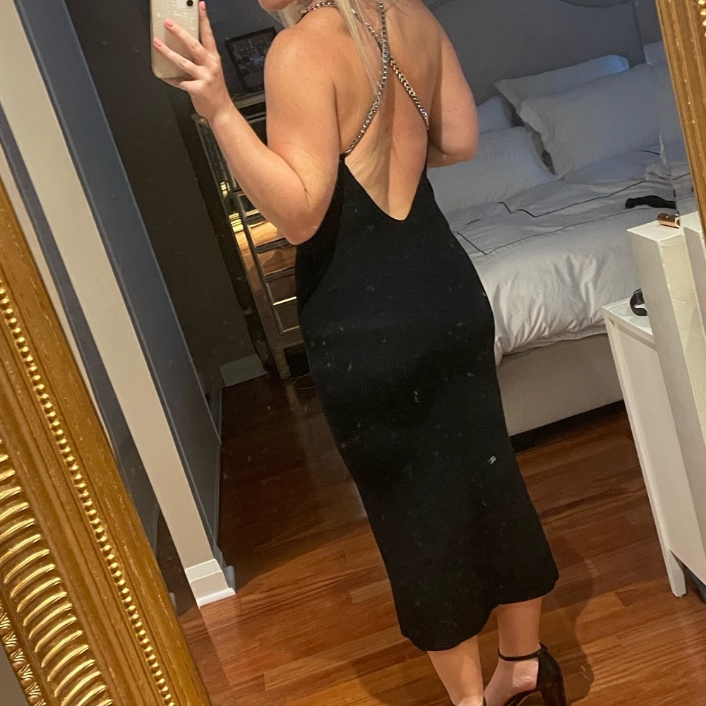 Zara chain strap sweater midi dress